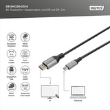 Digitus 8K DisplayPort Adapterkabel, mini DisplayPort > DisplayPort schwarz/grau, 2 Meter