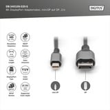 Digitus 8K DisplayPort Adapterkabel, mini DisplayPort > DisplayPort schwarz/grau, 2 Meter