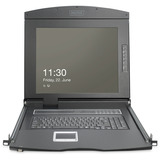 Digitus Modulare HD LCD KVM Konsole mit 19" TFT 8 Port VGA, KVM-Switch schwarz, deutsches Tastaturlayout, 8 Port VGA KVM-Switch, Touchpad