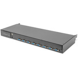 Digitus Modulare HD LCD KVM Konsole mit 19" TFT 8 Port VGA, KVM-Switch schwarz, deutsches Tastaturlayout, 8 Port VGA KVM-Switch, Touchpad