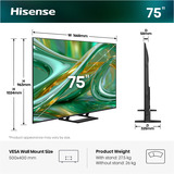 Hisense ULED 75E8S MiniLED , QLED-Fernseher 189 cm (75 Zoll), schwarz/dunkelgrau, UltraHD/4K, Triple Tuner, Subwoofer, 144Hz Panel