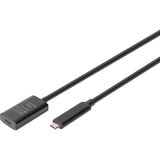 Digitus Aktives USB 3.2 Gen 2 Verlängerungskabel, USB-C Stecker > USB-C Buchse schwarz, 5 Meter, Repeater Kabel