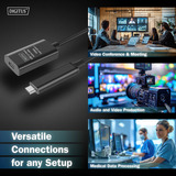 Digitus Aktives USB 3.2 Gen 2 Verlängerungskabel, USB-C Stecker > USB-C Buchse schwarz, 5 Meter, Repeater Kabel