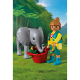 PLAYMOBIL 72092 Animals & Friends Zoo: Elefantenbaby und Pflegerin, Konstruktionsspielzeug 