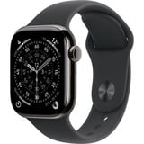 Apple Watch Series 11, Smartwatch Titan Schiefer, Titangehäuse, 42 mm, Sportarmband schwarz M/L, Cellular