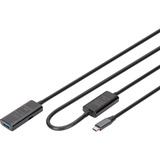 Digitus Aktives USB 3.2 Gen 1 Verlängerungskabel, USB-C Stecker > USB-A Buchse schwarz, 10 Meter, Repeater Kabel