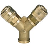 EINHELL Druckluft-Verteiler, 2x Schnellkupplung > R 3/8" IG zur gleichzeitigen Verwendung von 2 Werkzeugen an einem Kompressor