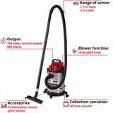 EINHELL TC-VC 2045 S, Nass-/Trockensauger silber/rot