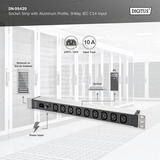 Digitus 19" Steckdosenleiste mit Aluminiumprofil, 9-fach C13, 1HE schwarz/aluminium, Leitungsschutzschalter 10 A, IEC C14-Eingang