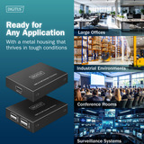 Digitus USB 2.0 CAT Extender-Set, 480 Mbps, 150 Meter, USB-Extender schwarz, Sendeeinheit + Empfängereinheit, 4 Port USB-A