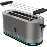 Cecotec Langschlitz-Toaster Shine&Toast Extra Double edelstahl, 1.400 Watt, für 4 Scheiben Toast