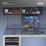 Digitus 8K HDMI Splitter, 1x2 schwarz, mit Downscaler