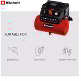 EINHELL Kompressor TC-AC 190/6/8 OF rot/schwarz, 1.200 Watt