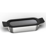 Bosch Home Pro Induction Flex Pfannen-Set HEZ9FF040, 4-teilig edelstahl/schwarz, 1x groß, 1x medium, 2x klein mit Glasdeckel