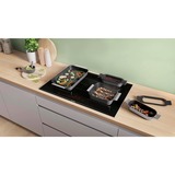 Bosch Home Pro Induction Flex Pfannen-Set HEZ9FF040, 4-teilig edelstahl/schwarz, 1x groß, 1x medium, 2x klein mit Glasdeckel