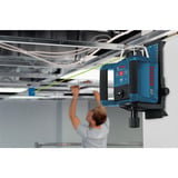 Bosch Professional Rotationslaser GRL 300 HVG Professional, mit Halterung blau/schwarz, grüne Laserlinie, mit Laser-Empfänger LR 1, VARTA Ladegerät + Akkus, in L-BOXX