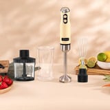 Cecotec Stabmixer Power RetroYellow 1200MAX Cream&Crush gelb, 1.200 Watt, mit Zerkleinerer und Schneebesen