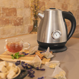 Cecotec Thermosense 620 Retro Steel, Wasserkocher edelstahl/schwarz, 2.200 Watt, 1,7 Liter