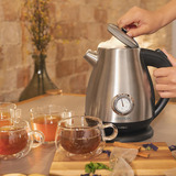 Cecotec Thermosense 620 Retro Steel, Wasserkocher edelstahl/schwarz, 2.200 Watt, 1,7 Liter