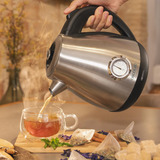 Cecotec Thermosense 620 Retro Steel, Wasserkocher edelstahl/schwarz, 2.200 Watt, 1,7 Liter