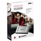 Kingston XS2000 Portable SSD 500 GB, Externe SSD silber/schwarz, USB-C 3.2 Gen 2x2 (20 Gbit/s)