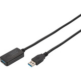 Digitus Aktives USB 3.2 Gen 1 Verlängerungskabel, 5 Meter schwarz, Repeater Kabel