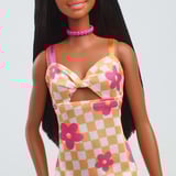 Mattel Barbie Fashionista Puppe im pink-orangenen Karokleid 