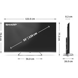 SHARP 55JP7765E, QLED-Fernseher 139 cm (55 Zoll), schwarz/silber, UltraHD/4K, MiniLED Google TV