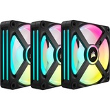 Corsair iCUE LINK QX120 RGB 120-mm-PWM-Lüfter, Gehäuselüfter schwarz, Starter-Kit, 120 mm