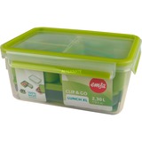 Emsa CLIP & GO Lunchbox XL, Lunch-Box grün/transparent, mit Einsätzen