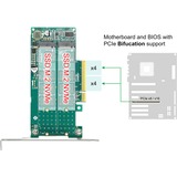 DeLOCK PCI Express x8 Karte zu 2 x intern NVMe M.2 Key M - Bifurcation, Controller 