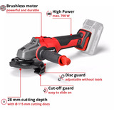 EINHELL Professional Akku-Winkelschleifer AXXIO 18/115, 18Volt rot/schwarz, ohne Akku und Ladegerät