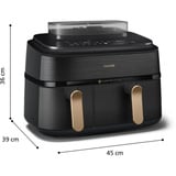 Philips Doppel-Heißluftfritteuse Steam Airfryer Dual Basket edelstahl (dunkel)/gold, 2750 Watt, 2 Körbe 6 Liter + 3 Liter