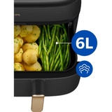 Philips Doppel-Heißluftfritteuse Steam Airfryer Dual Basket edelstahl (dunkel)/gold, 2750 Watt, 2 Körbe 6 Liter + 3 Liter