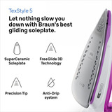Braun TexStyle 5 SI 5225 PU, Dampfbügeleisen violett/weiß