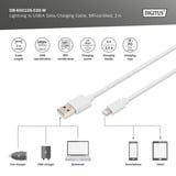 Digitus USB 2.0 Daten-/Ladekabel USB-A > Lightning, MFI zertifiziert weiß, 2 Meter, PD, Laden mit bis zu 12 Watt