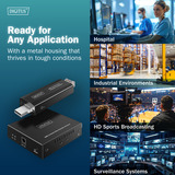 Digitus USB 3.2 Gen1 Fiber Extender, 5Gbps, 4 Ports, 300 Meter, USB-Extender schwarz, 3x USB-A, 1x USB-C