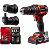 EINHELL Power X-Change Akku-Bohrschrauber TE-CD 18/45 3X-Li +22, 18Volt rot/schwarz, Li-Ion-Akku 2,0Ah, 22-teiliges Zubehör