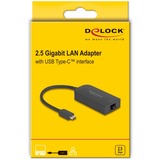 DeLOCK USB Type-C™ Adapter zu 2,5 Gigabit, LAN-Adapter schwarz