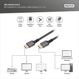 Digitus DisplayPort 1.4 Premium Anschlusskabel, UHD 8K schwarz/grau, 1 Meter