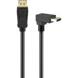 goobay Kabel DisplayPort Stecker 90° > DisplayPort Stecker, 8K / 144Hz schwarz, 2 Meter, 1 Stecker 90° nach unten abgewinkelt, 54 Gbit/s, DisplayPort 2.0 / 2.1