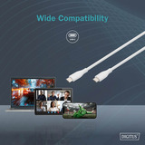 Digitus USB 2.0 Silikon-Anschlusskabel USB-C > USB-C weiß, 1 Meter, PD, Laden mit bis zu 60 Watt