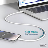 Digitus USB 2.0 Silikon-Anschlusskabel USB-C > USB-C weiß, 1 Meter, PD, Laden mit bis zu 60 Watt