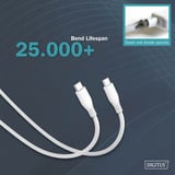 Digitus USB 2.0 Silikon-Anschlusskabel USB-C > USB-C weiß, 1 Meter, PD, Laden mit bis zu 60 Watt