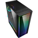 Sharkoon RGB LIT 200 Generalüberholt, Tower-Gehäuse schwarz, Front und Seitenteil aus gehärtetem Glas