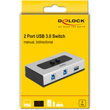 DeLOCK 2 Port USB 3.0 Umschalter  , USB-Switch grau/schwarz, manuell, bidirektional