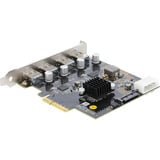 DeLOCK PCI-E x4 Karte zu 4 x USB-A 10 Gbps Dual Channel, Schnittstellenkarte 