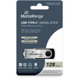 MediaRange USB Type-C 128 GB, USB-Stick schwarz/silber, USB 3.2 Gen 1 Type-C
