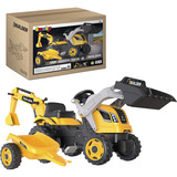 Smoby Traktor Builder Max mit Anhänger, Kinderfahrzeug gelb