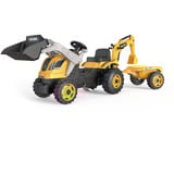 Smoby Traktor Builder Max mit Anhänger, Kinderfahrzeug gelb